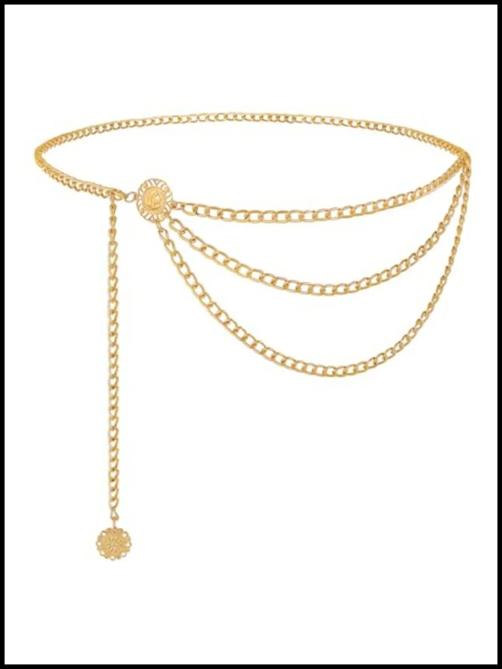 Metal Waist Chain Belt Multilayer Gold Chain Belt for Dress